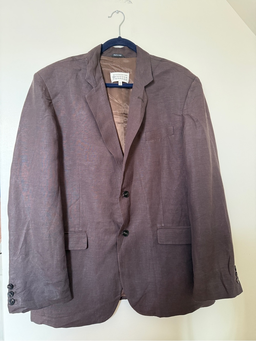 Made in Italy Brown Linen Blazer & Pleated Trouser Suit IT 40